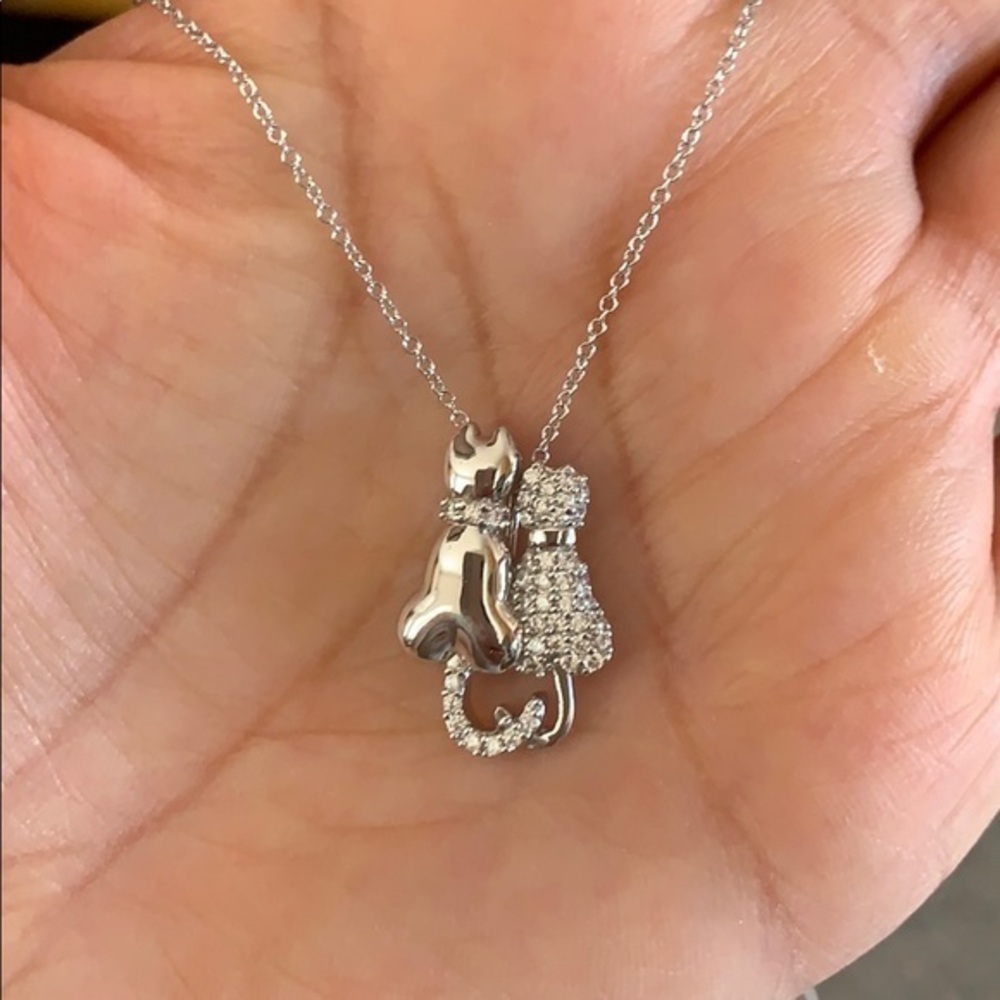Sterling silver 2 Love Cat Necklace